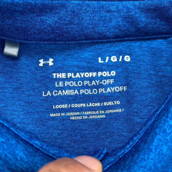 UNDER ARMOUR UA Golf Shirt Men Large Blue The Playoff Polo Loose Outdoor Golfer - Picture 4 of 11